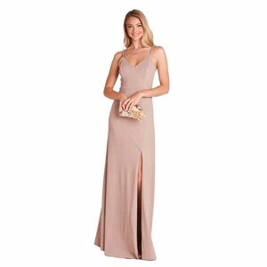 Birdy Grey JAY Taupe Maxi Dress XS NWT Bridesmaid Wedding Slit